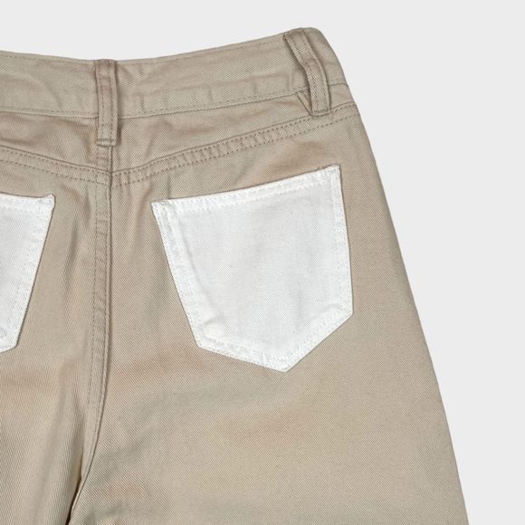 NWT AQUA Color Block Wide Leg Jeans in White/Tan Women's Size 24 - Picture 10 of 11